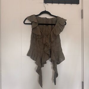 Zara Ruffled Green Sleeveless Top